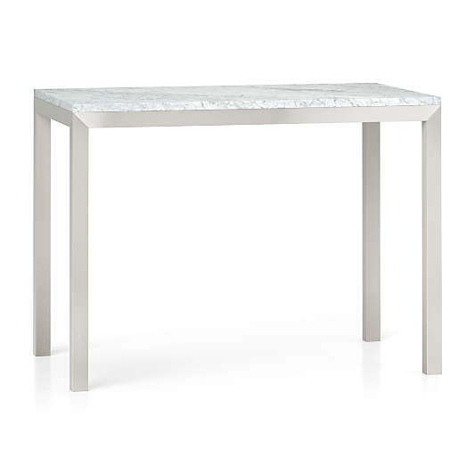 Parsons White Marble Top/ Stainless Steel Base 48x28 High Dining Table